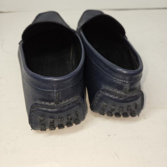 Fendi Mens Sz 8 Leather Loafers Moccasins Elite Cobalt Blue Designer Shoes Shoe main image 4